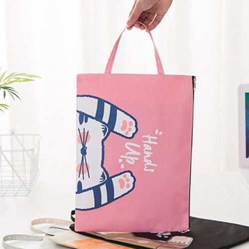 Cute Cat A4 Portable File Holder File Bag Zipper Storage Bag Kawaii Pencil Bag School Office Supplies 1PC