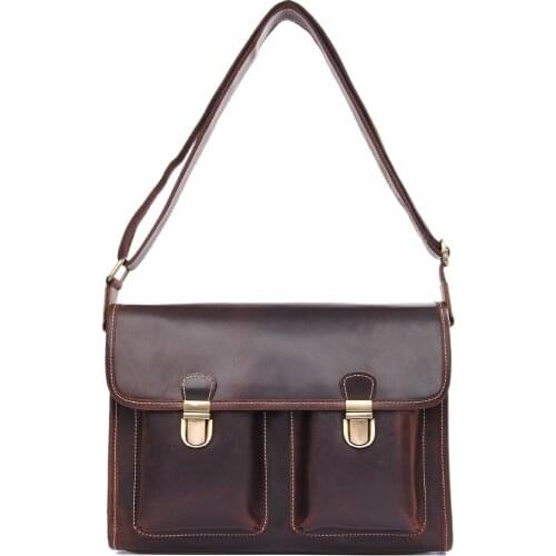 J.M.D Tiny Darrk Brown Flap Bag Fits Cell Phone Wallets Glasses High Quality Cow Leather Sling Bag Messenger Bag 1021C