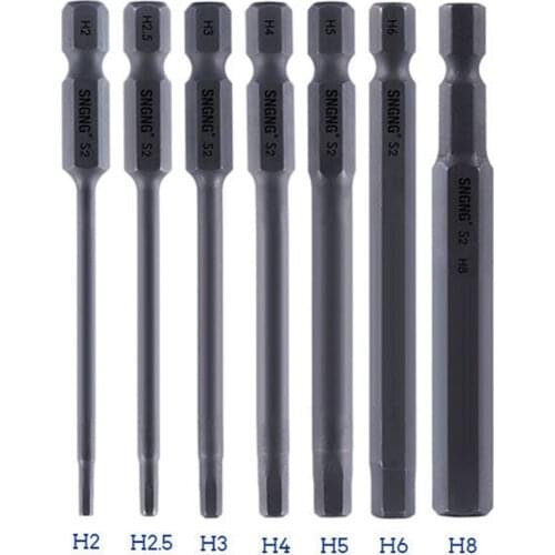 7 Pcs Electric Drill Screwdriver Bit Set Hexagon Socket Bit Set S2 Magnetic Electric Pneumatic Air Bit