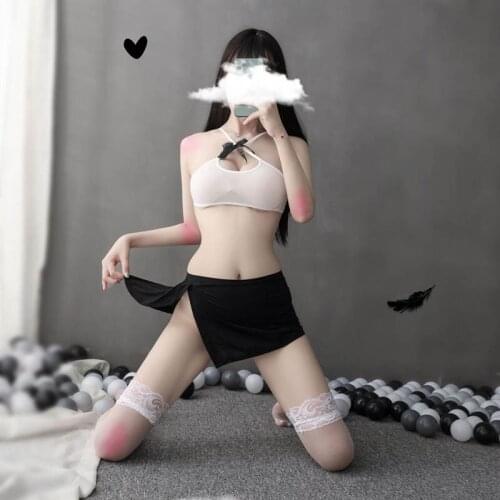 New Product Sexy Lingerie Womens Sleeveless Chest Cross Hollow Tight-Fitting Hip Secretary OL Passion Uniform Temptation Suit