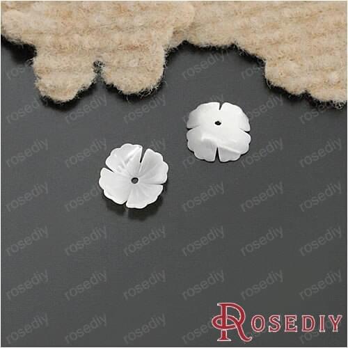 Wholesale 11mm Original Color Hand-carved flower Natural Sea Shell Bead Caps Diy Jewelry Findings Accessories 2 Pieces(JM5938)