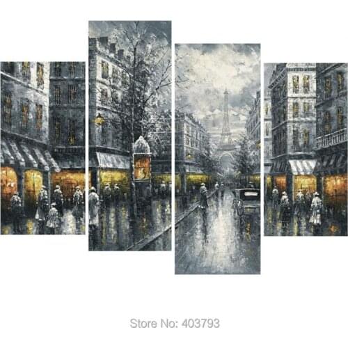 Paris Street Modern Unframed Cityscape Canvas Prints Black And White Europe Buildings Oil Painting On Canvas Wall Art Home Decor