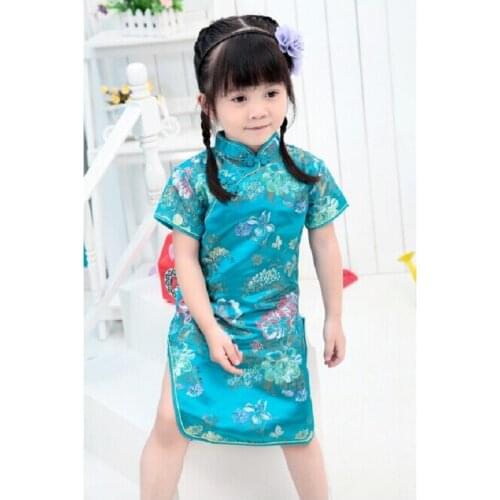 Flower Baby Girls Qipao Dress Children Dresses Girls Clothes 2 4 6 8 10 12 14 16 Year Fashion Kids Chinese Traditional Dress