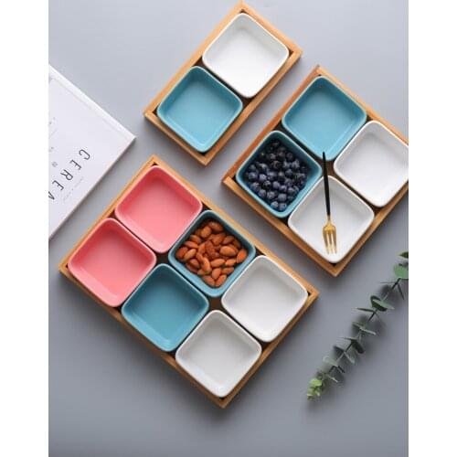 Creative Fruit Plate Grid Dried Fruit Tray Modern Living Room Snack Tray KTV Fruit Plate Nordic Snack Tea Cake Tray