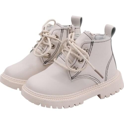 Casual Children Leather Martins Boots Kids Girls Boys Lace-Up Shoes