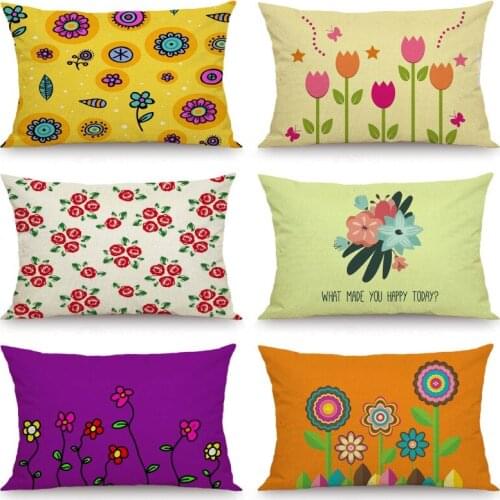 XUNYU Rectangle Cushion Cover Flower Pattern Pillow Case Decorative Throw Pillow Cover XP001