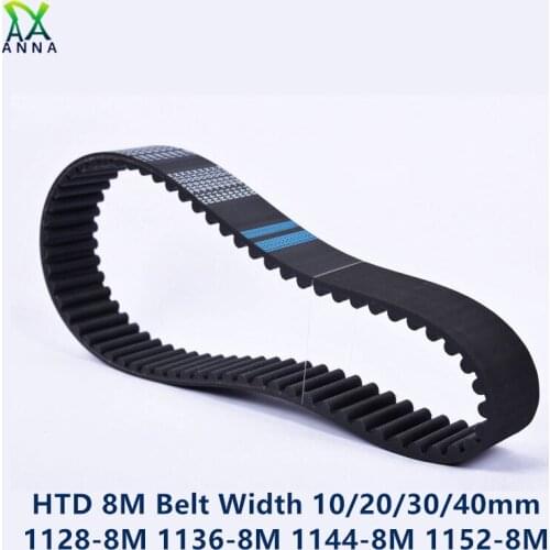 HTD 8M synchronous Timing belt C=1128/1136/1144/1152 width 20/30/40mm Teeth 141 142 143 144 HTD8M 1128-8M 1136-8M 1144-8 1152-8M