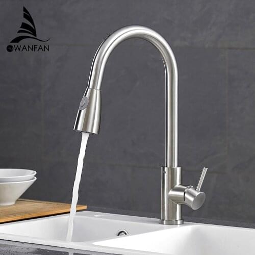 Kitchen Faucets Silver Single Handle Pull Out Kitchen Tap Single Hole Handle Swivel 360 Degree Water Mixer Tap Mixer Tap 408906