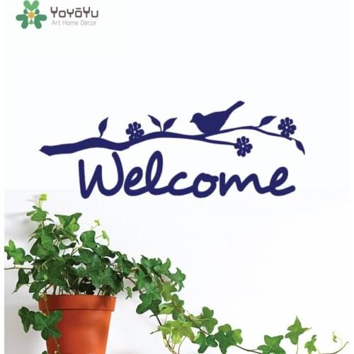 YOYOYU Wall Decal Quotes Welcome Stickers Door Decals Bird Branch Pattern Vinyl Wall Sticker Modern Design Art Mural Decor SY711