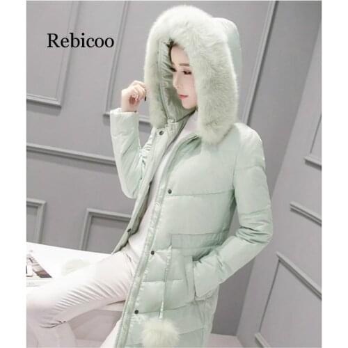 Winter Jacket Women Parkas for Coat Fashion Female Down Jacket With a Hood Large Faux Fur Collar Coat Autumn Outwear Ladies