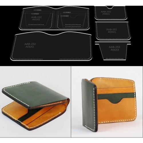 1 set of short wallet wallets acrylic template diy leather craft tools drawings sewing wallet pattern making mold