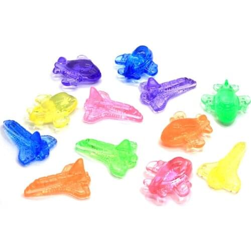 100/500g Mix Jelly Colors Acrylic Airplane Beads Chunky Aeroplane Helicopter Charms For Diy Kids Birthday Party Decor