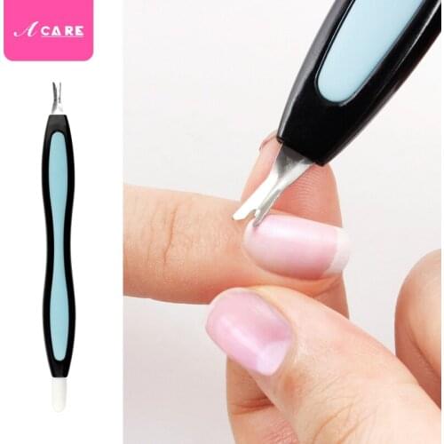Stainless Steel Cuticle Pusher Nail Art Fork Manicure Tool Plastic Rubber Pressure Pen Fork Remover Trimmer