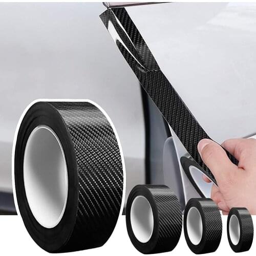 3D Black Carbon Fiber Strips Car Sticker DIY Paste Rolls Auto Anti Scratch Protector Tape Waterproof Car Decoration Decal Film