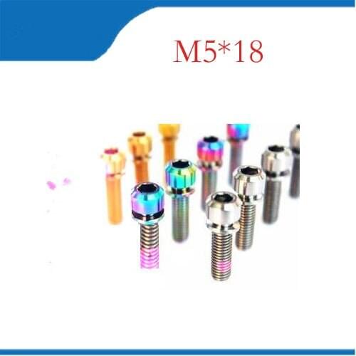 6pcs M5x18mm Ti Titanium road Bicycle Stem Bolt Mountain Bike Ultralight Stem Screw with Washers Gasket bicycle DIY parts