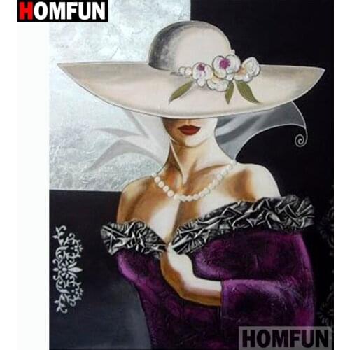 HOMFUN Full Square/Round Drill 5D DIY Diamond Painting "Purple beauty" Embroidery Cross Stitch 5D Home Decor A14216