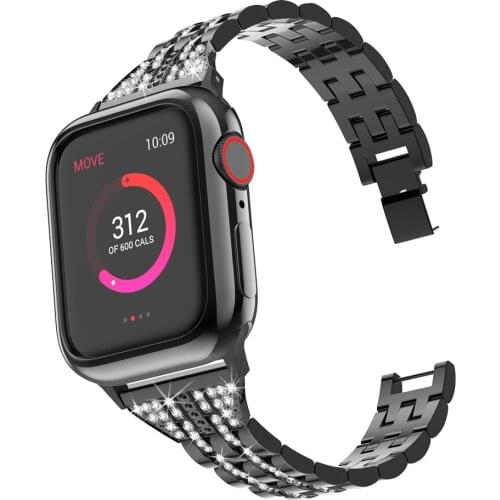 Bling Diamonds Stainless Steel Watch Strap For Apple Watch 6 5 4 3 2 1 Band Strap for iWatch 44mm 40mm 42mm 38mm Bands Bracelet