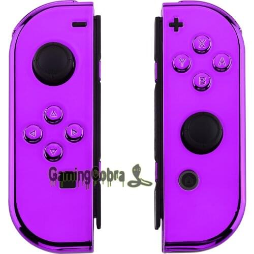Custom Chrome Purple Housing Shell Cover with Full Set Buttons for Nintendo Switch Joy-Con Controller