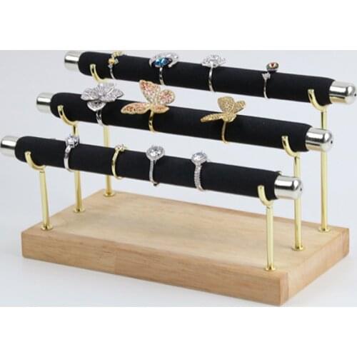Wooden Jewelry Display Stand Ring Holder T-Bar Display Bracelets Anklets Jewelry Display Stand Packaging Jewelry Tool