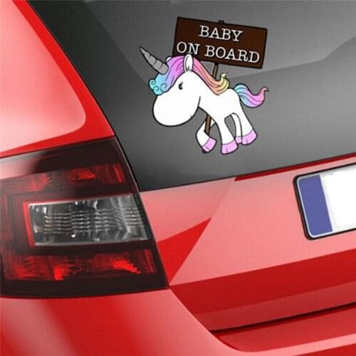 BABY ON BOARD Lovely Vinyl Waterproof Unicorn Car Sticker Styling Cartoon Decals Car Styling