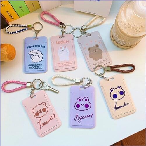 Women Men Business Card Holder Cartoon Cute Retractable Credit Card Holders Bank ID Holders Badge Child Bus Card Cover Case
