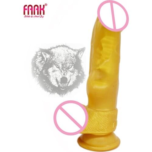 FAAK animal wolf dog penis with suction cup golden dildo knot colorful red and black female masturbator anal flirting sex toys