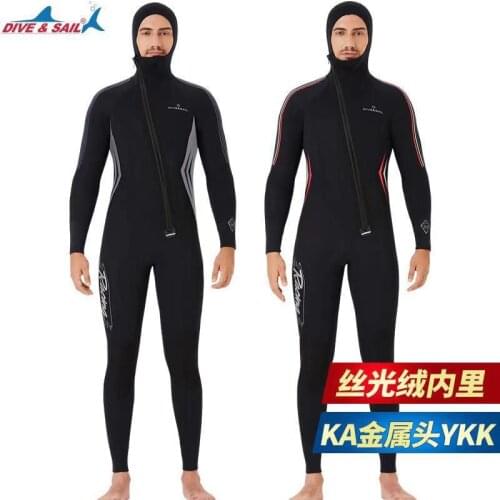 CX6 -5MM wetsuit, one-piece hooded long-sleeved front zipper, plus velvet warm snorkeling surfing suit