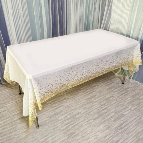 60%HOTTablecloth Foldable Disposable PE Rectangular Rose Gold Polka Dot Restaurant Tablecloth Home Decoration Christmas Tableclo