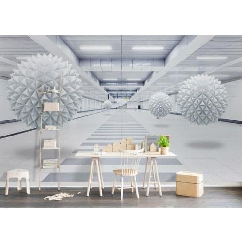 Customized large-scale mural 3d three-dimensional sphere abstract architectural space modern TV background wall 3d wallpaper