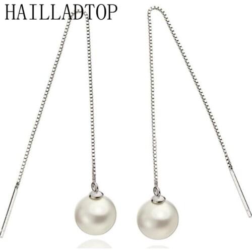 Classical Simple Pearl Drop Earrings Simple Pearl Long Line Dangle Earings Korean Design Jewelry Accessories Tassel Pearl Earrin