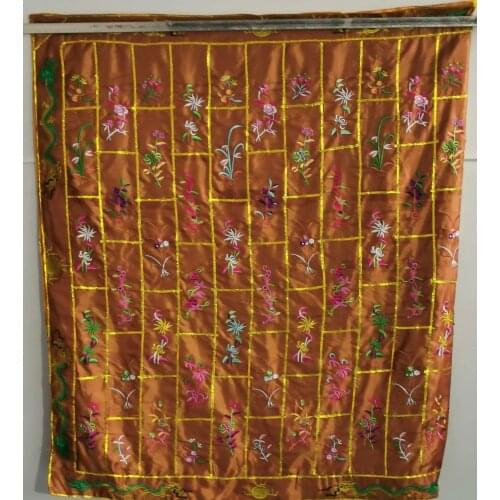 Unisex 4color embroidery flower buddhist shaolin monk kung fu suits zen lay clothing buddha cassock kesa robe blue/red/purple