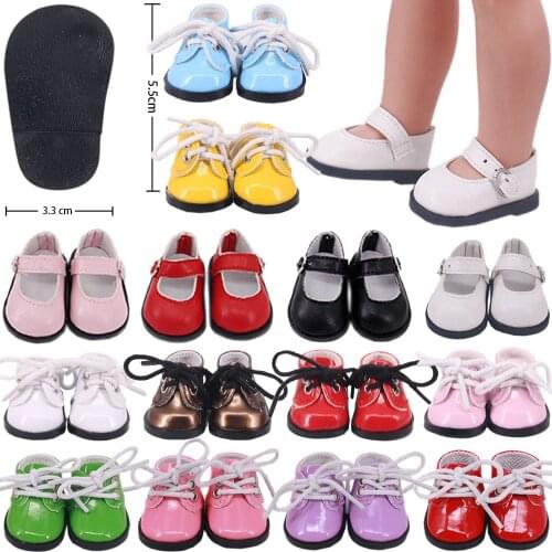 Doll Shoes Velcro Leather Glossy Style For 14.5 Inch Wellie Wisher & Paola Reina Doll Accessories & 14 Inch Nancy Doll Kids Toy