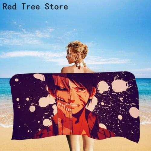 Anime Attack on Titan Beach Towel Summer Swimming Pool Shower Cover Japan Cartoon Bathroom Blanket Quick Dry Sand Free Drop Ship