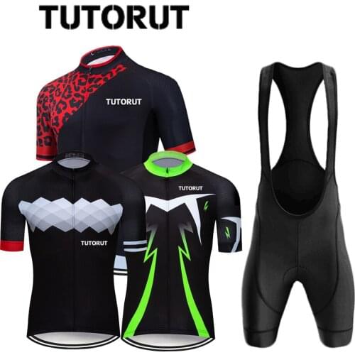TUTORUT Summer Professional Racing Suit Mens Cycling Suit Short-sleeved Quick-drying Mountain Bike Sportswear Short-sleeved