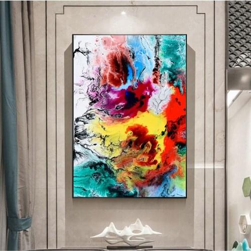 Fashion Large Size Abstract Art Color Artistic on Canvas Painting Modern Wall Art Canvas Print Poster for Living Room Home Decor