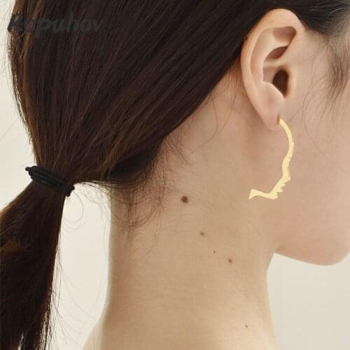 Ropuhov 2021 Jewery Trendy Korean Division Earrings Simple Fashion Half Face Contour Anti Allergy Earrings Direct Sales