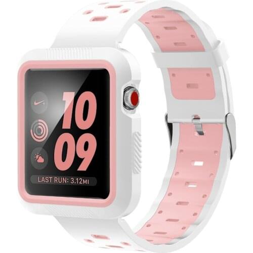 Fashion Sports Band For Apple Watch Strap 38mm 42mm Silicone Sport Wristband For iwatch 1 2 3 4 With Protective Case Waterproof