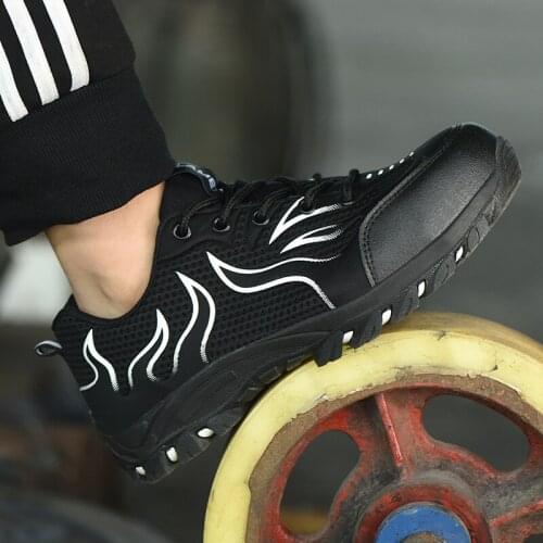 ZEEKSON Anti-smashing Labor Insurance Shoes Mens Mesh Surface Breathable Rubber Sole Low-top Protective Steel Toe Safety Shoes