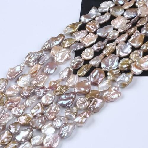 13-16mm Natural Metallic Color A little Pink And Yellow Keshi Freshwater Pearls
