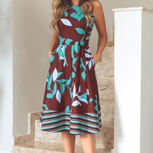 2019 Women New Plus Size O-Neck Sleevlsee Printing High Waist Belt Big Swing Vintage Sexy Night Club Dress ZB00652