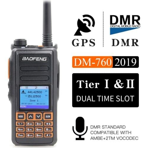 New BaoFeng UHF VHF Dual Brand DMR DM-760 Tier 1&2 Dual Time Slot Digital/Analog Walkie Talkie With GPS uppgrade of DM-1701