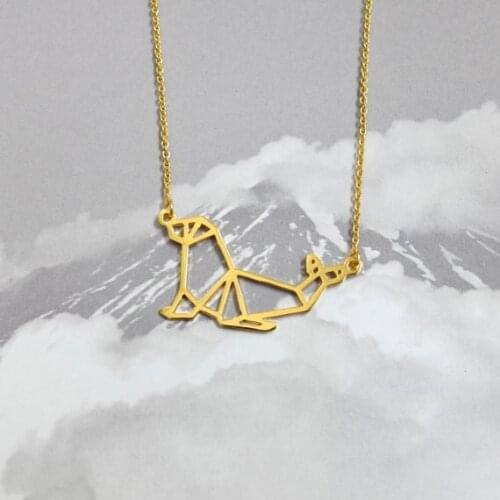 Seal Origami Necklace Seal Jewelry Animal Pendant Arctic animal Unique Necklace Birthday gift for her