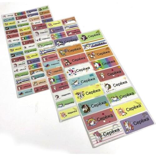 Custom Girl Unicorn Name Stickers Personalized Labels Customize Decal Waterproof Name Printing Tags Kids For School Stationery