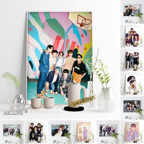Bangtan Boys K-pop Music Band Canvas Poster Fans Collection Gift Prints Wall Picture Bar Pub Star Portrait Home Decor Painting