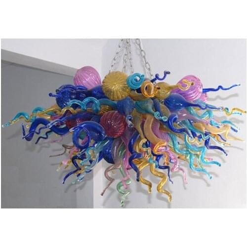Multi Color Hand Blown Glass Large Chandeliers Modern Art Deco Customized Chain Chandelier Lightings