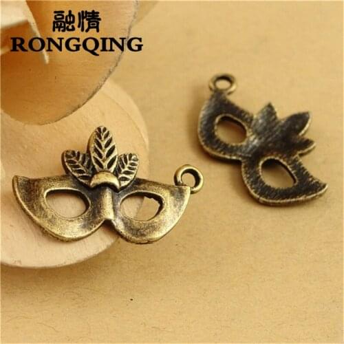 RONGQING 26*17MM 50pcs/lot mask Pendants Necklaces Handmade Fashion Jewelry Charms DIY