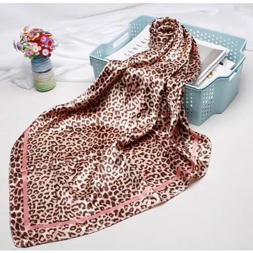 Luxury Small Square Scarf 90CM Leopard Print Silk Scarf Female New Sailing Print Square Scarf ShawlHeadbands for Women Scarves