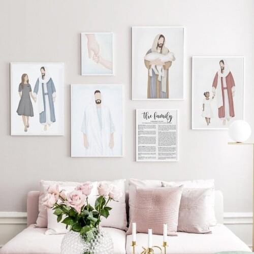 Self-adhesive Wall Stickers Holy Father Jesus Love Family Kids Wall Art Nordic Posters Wall Pictures For Living Room Home Decor