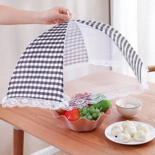 2021 New Anti Fly Mosquito Food Dish Cover Kitchen Folded Mesh Food Cover BBQ Picnic Kitchenware Umbrella Style Kitchen Tools
