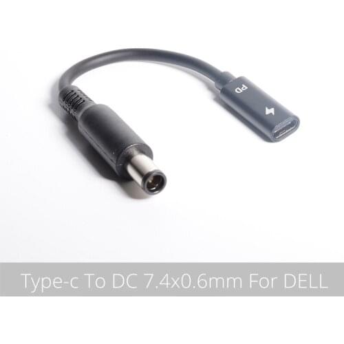 USB Type C Female to 7.4*5.0mm Male Plug Converter Laptop Dc Power Adapter Connector Cable Cord for Dell Latitude E6320 E6330